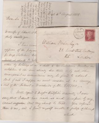 1858 Qv Edinburgh Cover With A 1d Penny Red Stamp Sent To London Letter Inside