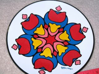 Vintage Peter Max Signed 9.  5 “round Glass Decorative Plate Pop Art