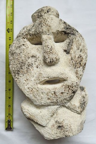 Freestanding Timor Tribal Fossilized Coral Mask / Sculpture