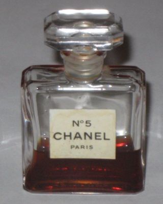 Vintage Perfume Bottle Chanel No 5 Bottle 1/2 Oz - Open - 1/3 Full - 2 1/2 "