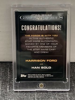 TOPPS Star Wars Harrison Ford As Han Solo Autograph Signature Trade Card 2