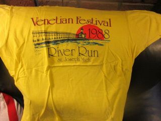 1988 Yellow Venetian Festival River Run St.  Josephs Michigan T Shirt Large Usa