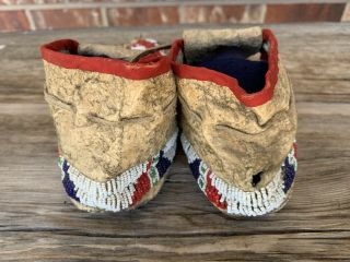 Circa 1890 - 1910 Sioux beaded Moccasins Sinew Sewn - 100 AUTHENTIC 5