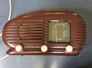 Tesla Talisman 308u Streamline Bakelite Tube Radio Made In Czechoslovakia 1950s