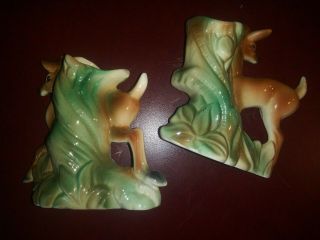 Vintage Stewart B McCulloch California Pottery Set of 2 deer vase doe figurines 3
