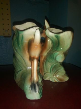 Vintage Stewart B McCulloch California Pottery Set of 2 deer vase doe figurines 5