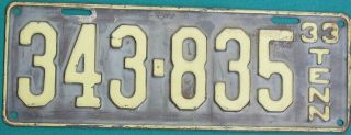 1933 Tennessee License Plate