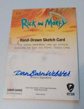 Cryptozoic Rick and Morty Sketch Card Season 1 DAN BURN WEBSTER 1/1 BEST PIECE 2