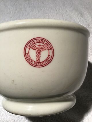 mortar and pestle vintage Ceramic US Army Medical Department 3