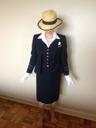 Airline Vintage Pan Am Stewardess Uniform Adolfo 1981 - 1991