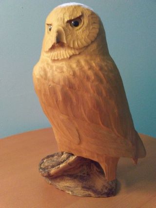 Wood Carving Of An Owl Hand Crafted By Klingbe 1988