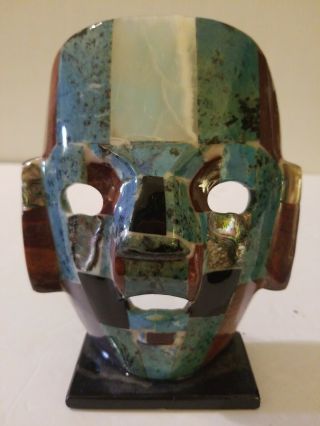 Turquoise Obsidian & Mother Of Pearl Mosaic Mayan Death Mask