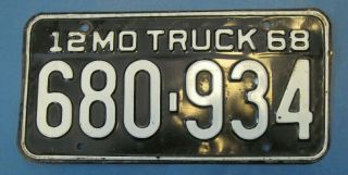 1968 Missouri License Plate Truck