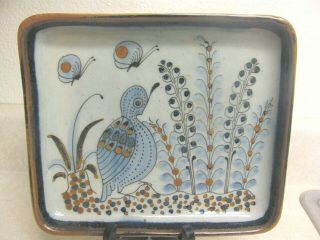 Vintage Ken Edwards Signed Quail & Floral Dish Tray El Palomar Mexico Pottery