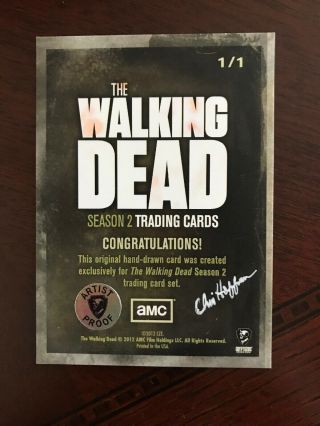 Cryptozoic Walking Dead Season 2 Rick 1/1 Sketch Card Artist Proof Chris Hoffman 2