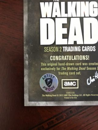 Cryptozoic Walking Dead Season 2 Rick 1/1 Sketch Card Artist Proof Chris Hoffman 3