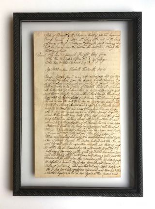 Early 1793 Orange County,  Vermont Land Deed Thomas Brock Elisabeth Wentworth Vt