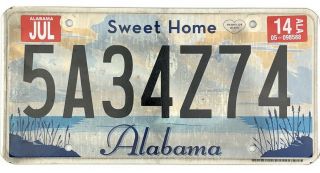 99 Cent 2014 Sweet Home Alabama License Plate 5a34z74