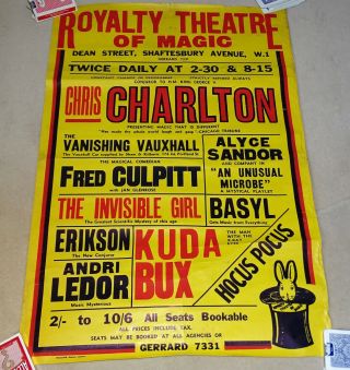 Charlton,  Chris.  Royalty Theatre Of Magic Poster Alongside Fred Culpitt Kuda Bux