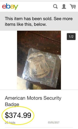 American Motors Corporation (1970 - 1987) Security Guard Badge – NOS 5