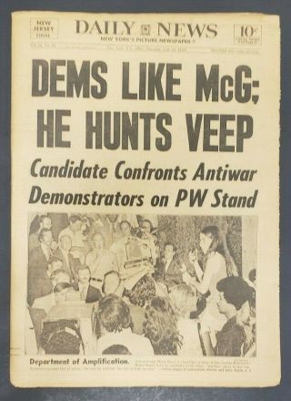 1972 July 13 Ny Daily News Newspaper Dems Like Mcg; He Hunts Veep Pgs 1 - 132