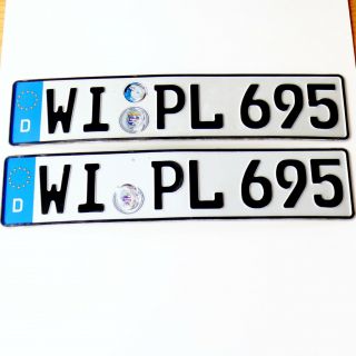 Wiesbaden Germany Matched Pair License Plate Wi Pl695 -