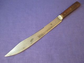 Antique Nichols Bros.  9.  5 Inch Carbon Steel Butcher Knife W/pewter Handle Inlay