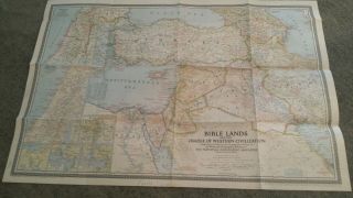 1946 Bible Lands And The Cradle Of Western Civilization Map Middle East
