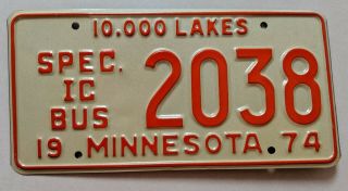 Minnesota License Plate " Spec Ic Bus " Special Intercity Bus