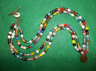Great Strand Old Columbia River Trade Bead Necklace Glass Beads Colors