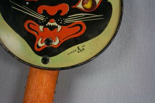 T Cohn 1920 ' s Halloween Tin Double Clanger Cat Face Noise Maker 3