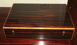 S.  T.  Dupont Humidor Cigar,  Fine Exotic Wood,  16 " X 11.  25 X 3.  25 ",  Made In Paris