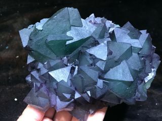 1.  6LB Purple and Green Octahedral Fluorite cluster on Quartz Matrix China 5