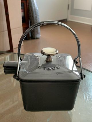 Staub La Theiere Enameled Cast Iron Kettle Square Teapot Tea Pot Gray France