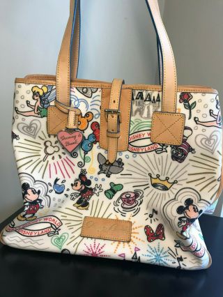 Disney Dooney Bourke Sketch Mickey Mouse Large Tote Rare Early Series 2010