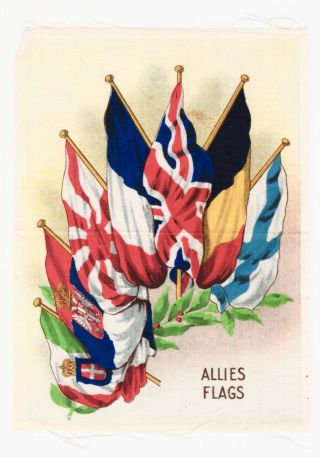 Orig Ww1 Flags Of The Allies Large Silk,  World War 1 Interest