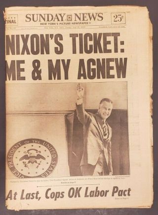 1972 July 23 Ny Sunday News Newspaper Nixons Ticket: Me & My Agnew Pgs 1 - 128