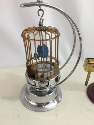 2 Figural Table Lighters - MIOJ Bird Cage & Made In Japan Bird With Wick In Beak 3