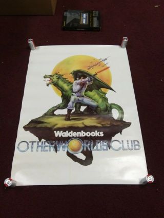 Rare 1970s Waldenbooks Otherworlds Club Poster Borisesque Fantasy Art 70s