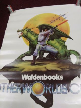 Rare 1970s Waldenbooks Otherworlds Club Poster Borisesque Fantasy Art 70s 2