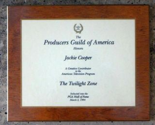 Producers Guild Award - Jackie Cooper for the Twilight Zone,  One - Of - A - Kind 2