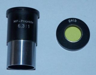 Carl Zeiss Jena Microscope Eyepiece Mf - Projektiv K 6.  3:1 Diam 23.  2mm,  Yellow