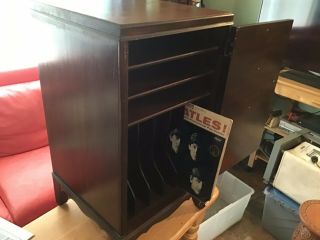 Antique Record Cabinet Solid Wood Brass Handles 2