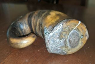 Antique Scottish Snuff Rams Horn Thistle Box