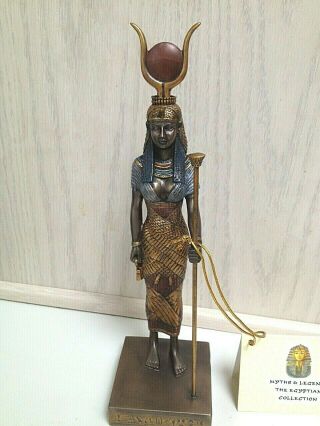 Bronze Coated Egyptian Hathor Sky Goddess Figurine Statue