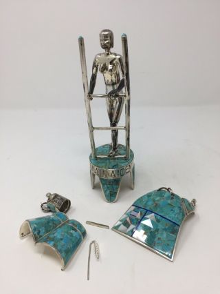 Sterling Silver & Turquoise Kachina Doll by David R.  Freeland Jr. 10