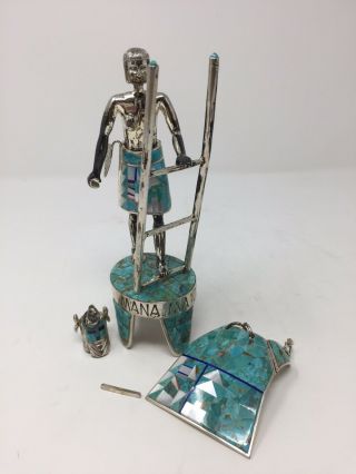 Sterling Silver & Turquoise Kachina Doll by David R.  Freeland Jr. 6