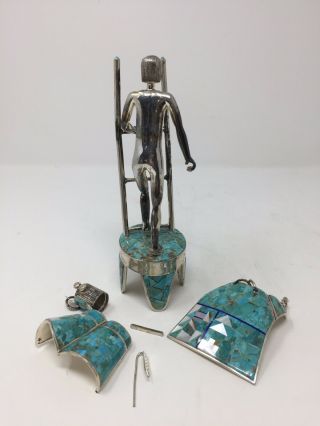 Sterling Silver & Turquoise Kachina Doll by David R.  Freeland Jr. 7