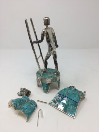 Sterling Silver & Turquoise Kachina Doll by David R.  Freeland Jr. 9