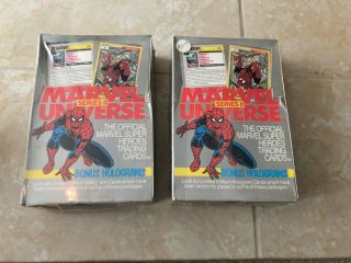 2 Boxes 1991 Marvel Universe Series 2 Trading Card Factory Box (36 Packs)